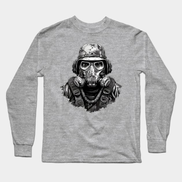 Soldier War Mask Long Sleeve T-Shirt by SteadyRolling